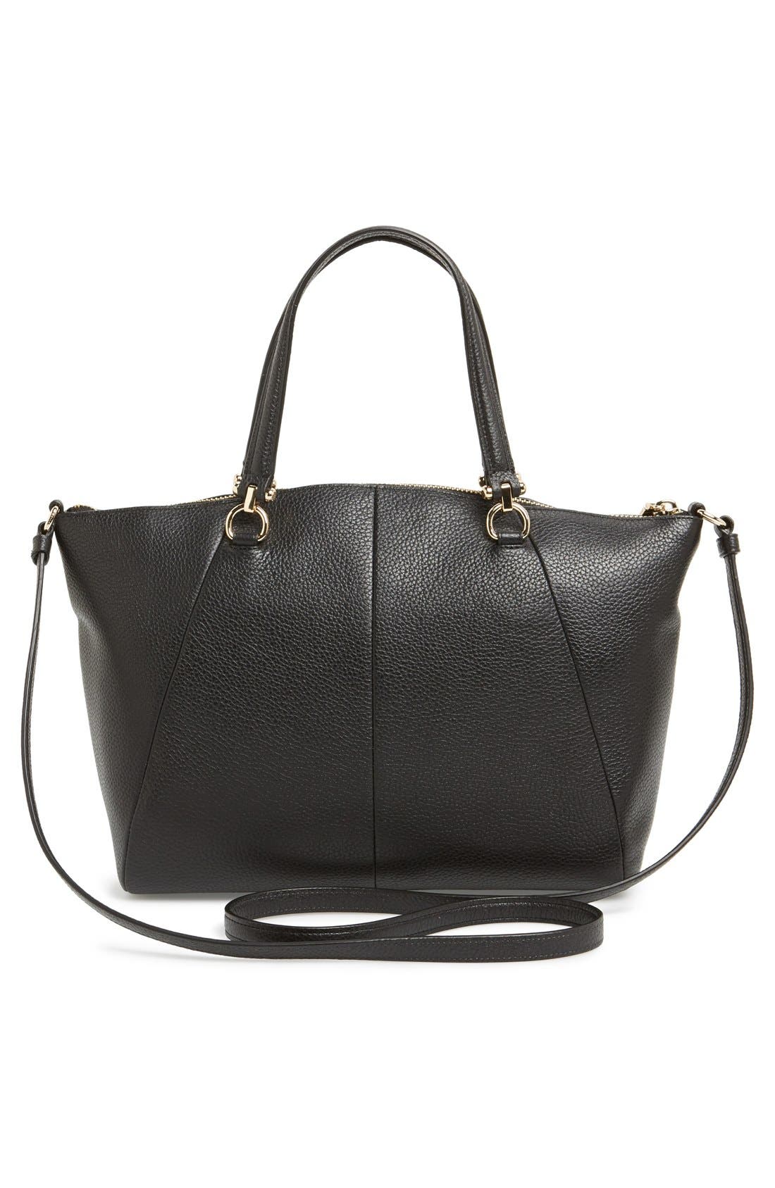 'Prairie' Leather Satchel, Alternate, color, BLACK