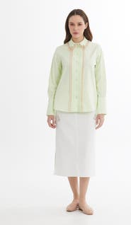 Gizia Green Embroidered Shirt