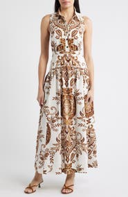 CeCe Print Sleeveless Maxi Shirtdress