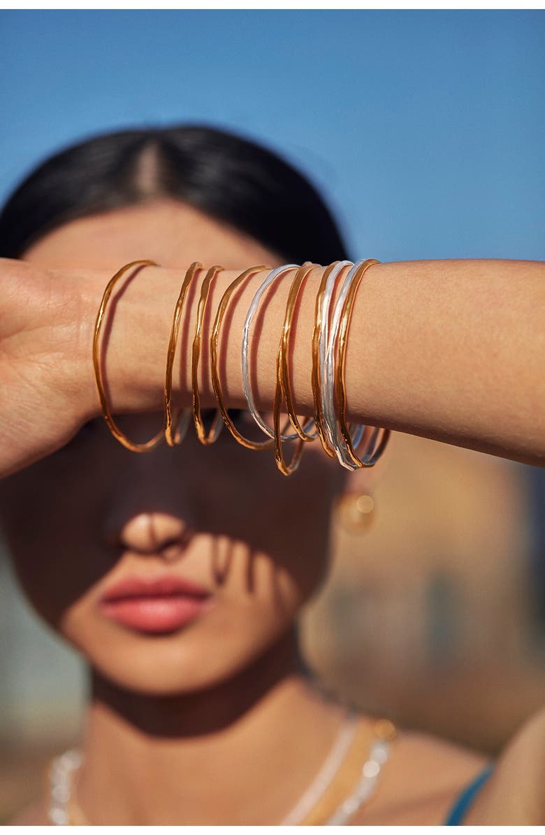 Monica Vinader Siren Muse Hammered Bangle Bracelet, Alternate, color, Sterling Silver