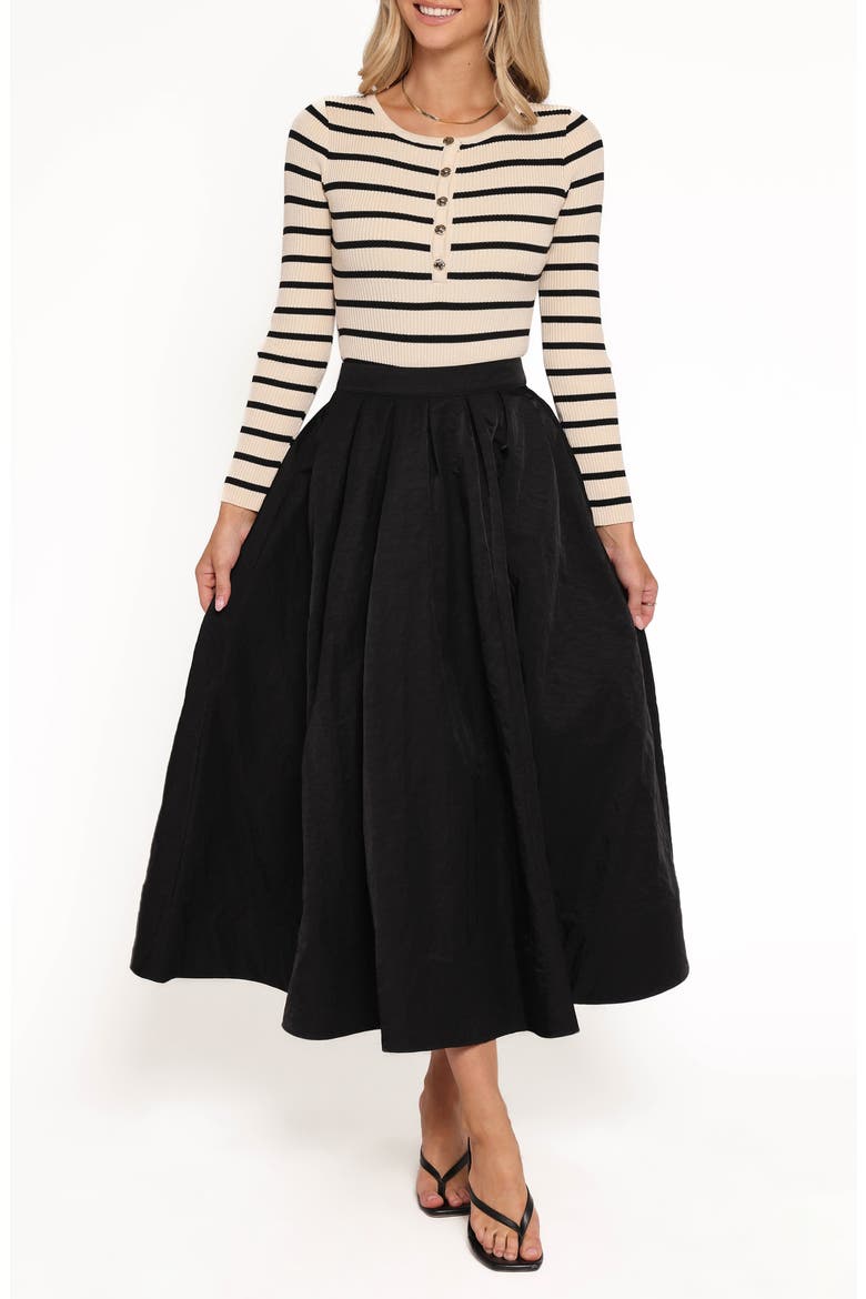 Yuki Pleated Nylon Circle Skirt, Alternate, color, BLACK