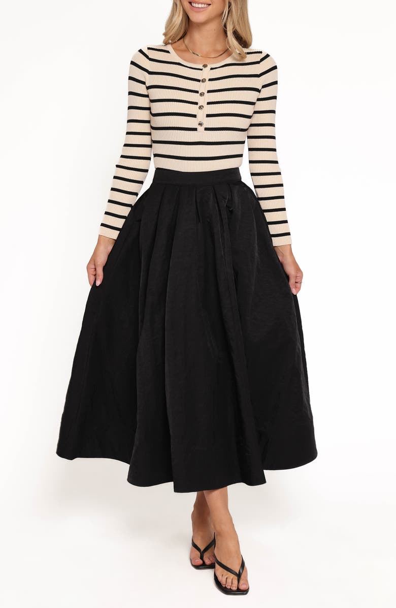 Petal & Pup Yuki Pleated Nylon Circle Skirt, Alternate, color, Black