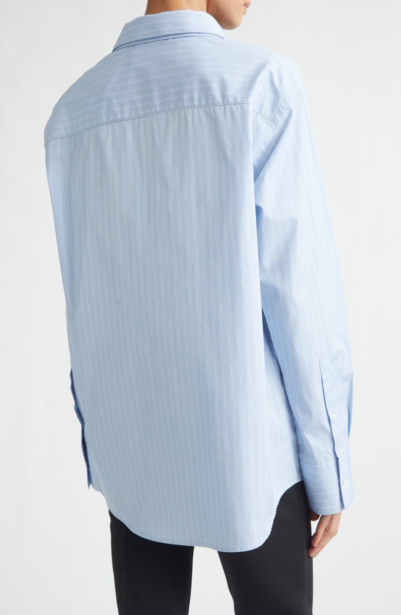 Róhe Double Collar Stripe Shirt, Alternate, color, Blue Stripe