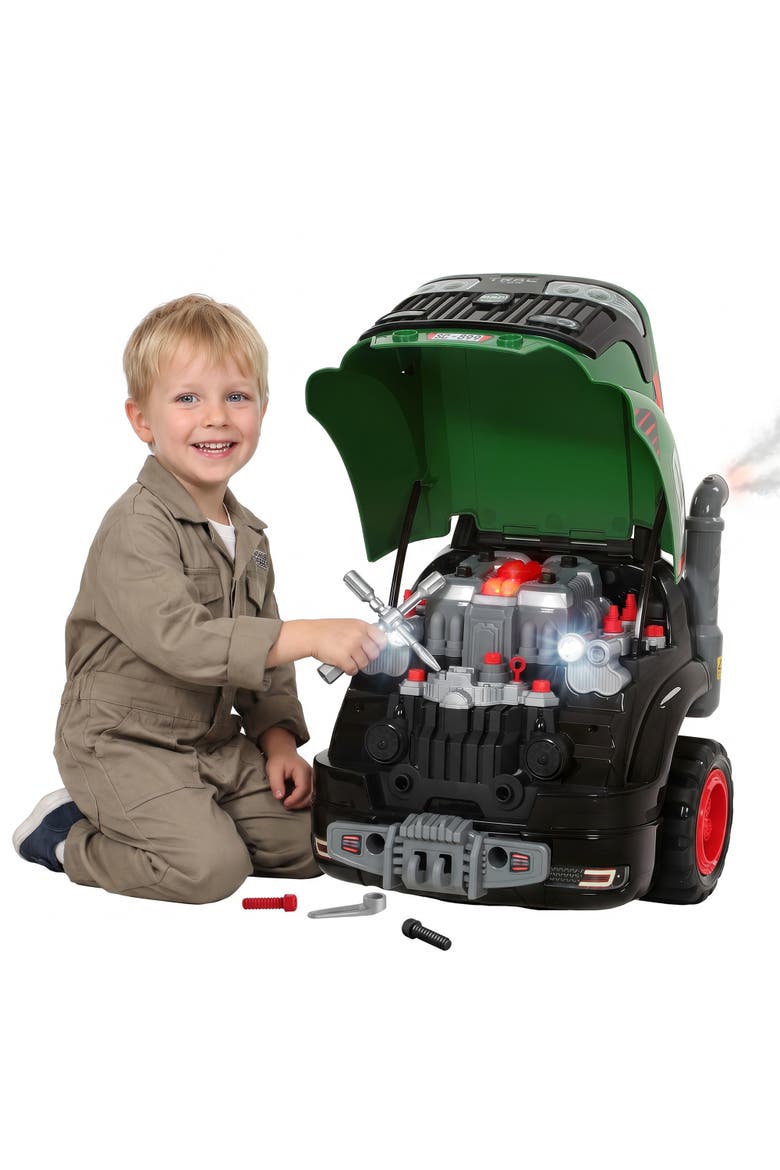 Large Truck Engine Toy, Kids Mechanic Repair Set with Spray, Lights, Sounds and Removable Parts, Educational Gifts for 3-6 Year Boys Girls, Green, Main, color, Green