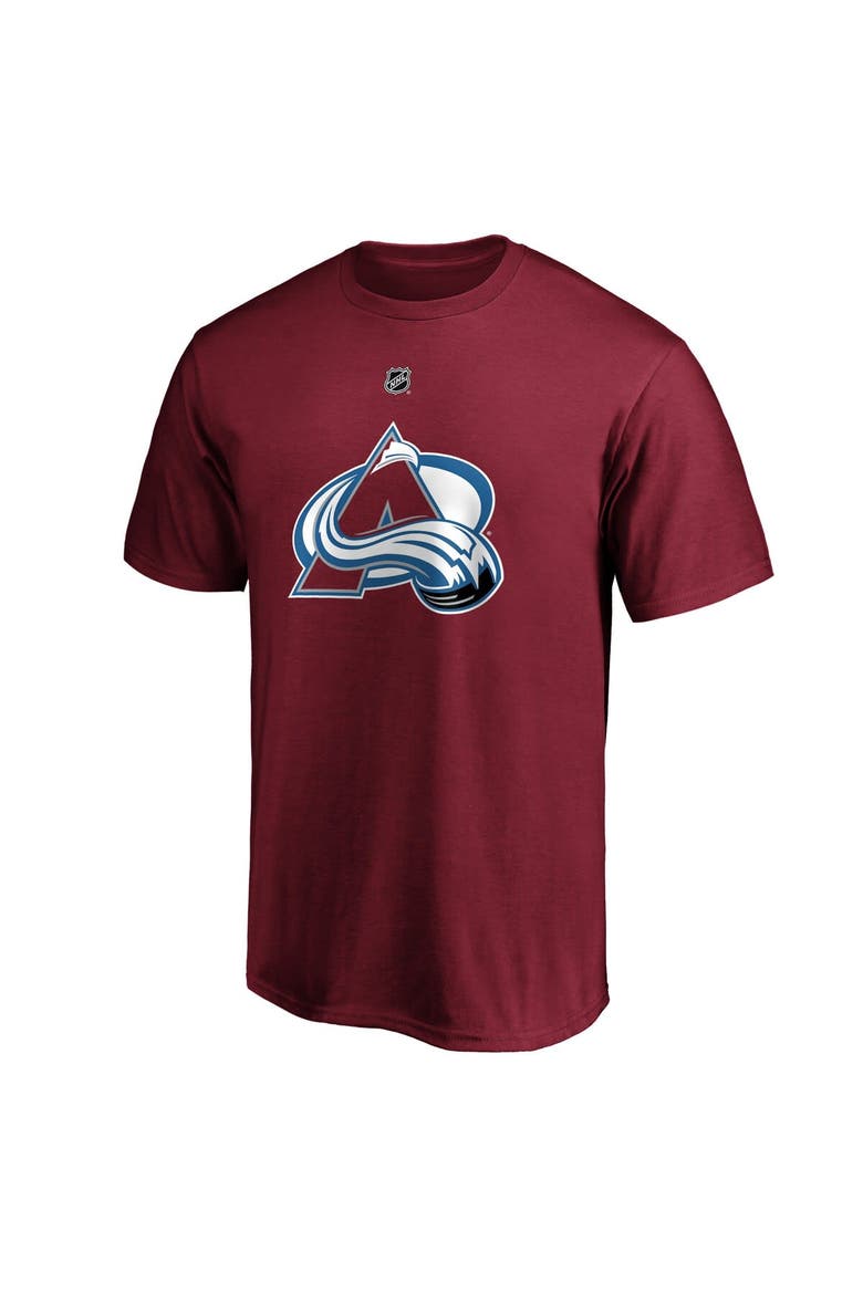 Men's Fanatics Branded Nathan MacKinnon Burgundy Colorado Avalanche Team Authentic Stack Name & Number T-Shirt, Alternate, color, Burgundy