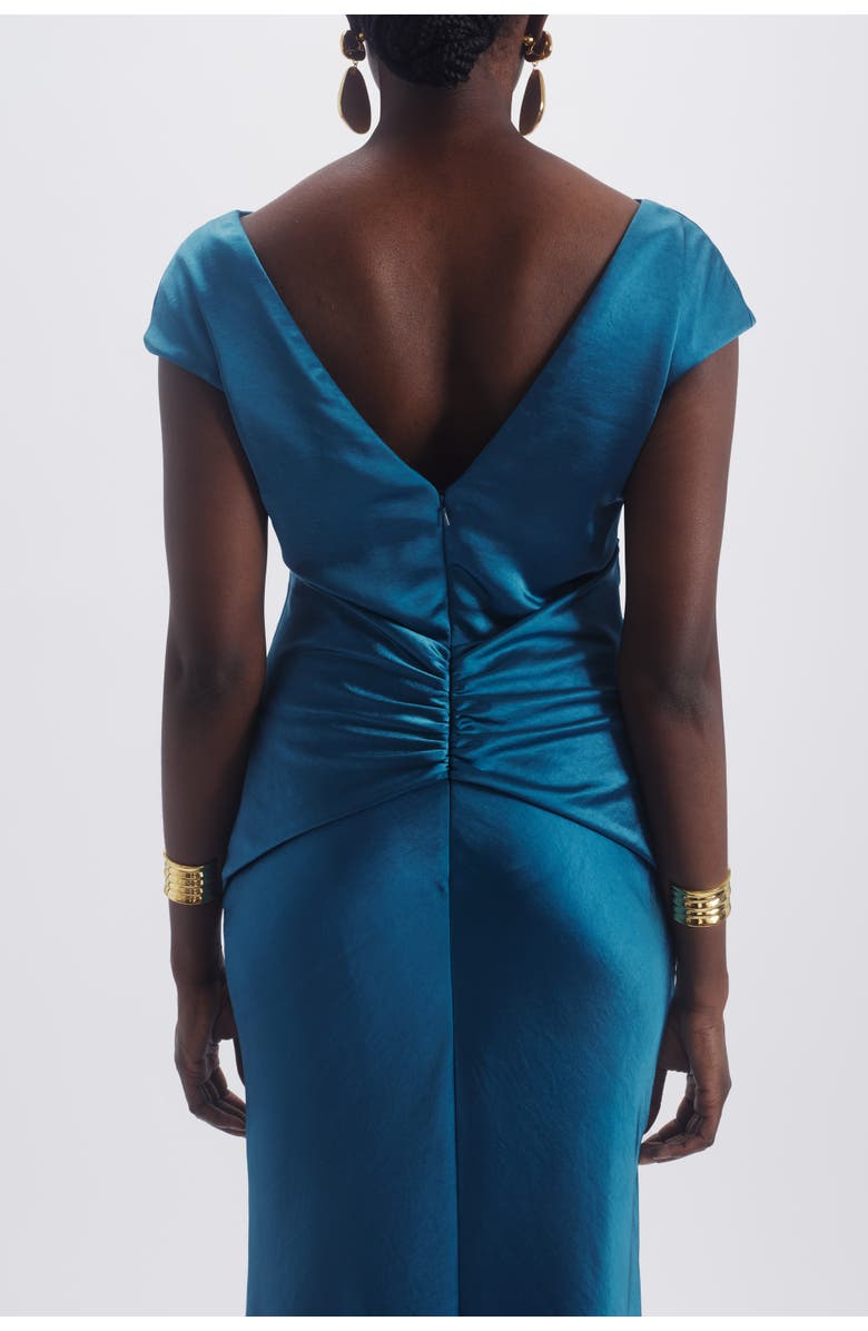 Amsale Cowl Twist Knot Dress, Alternate, color, Ocean