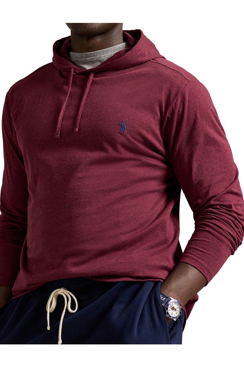 Big & Tall Jersey Hooded Long-Sleeve T-Shirt, Alternate, color, SPRING WINE HTHR