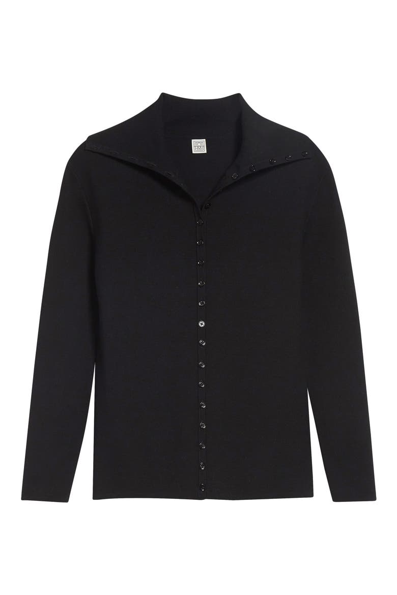 Fitted Polo Cardigan, Alternate, color, BLACK