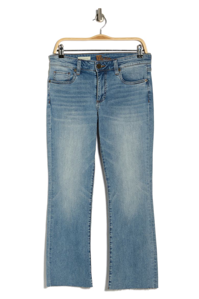Nikki Raw Hem Mid Rise Ankle Flare Jeans, Alternate, color, BLUE DAZE