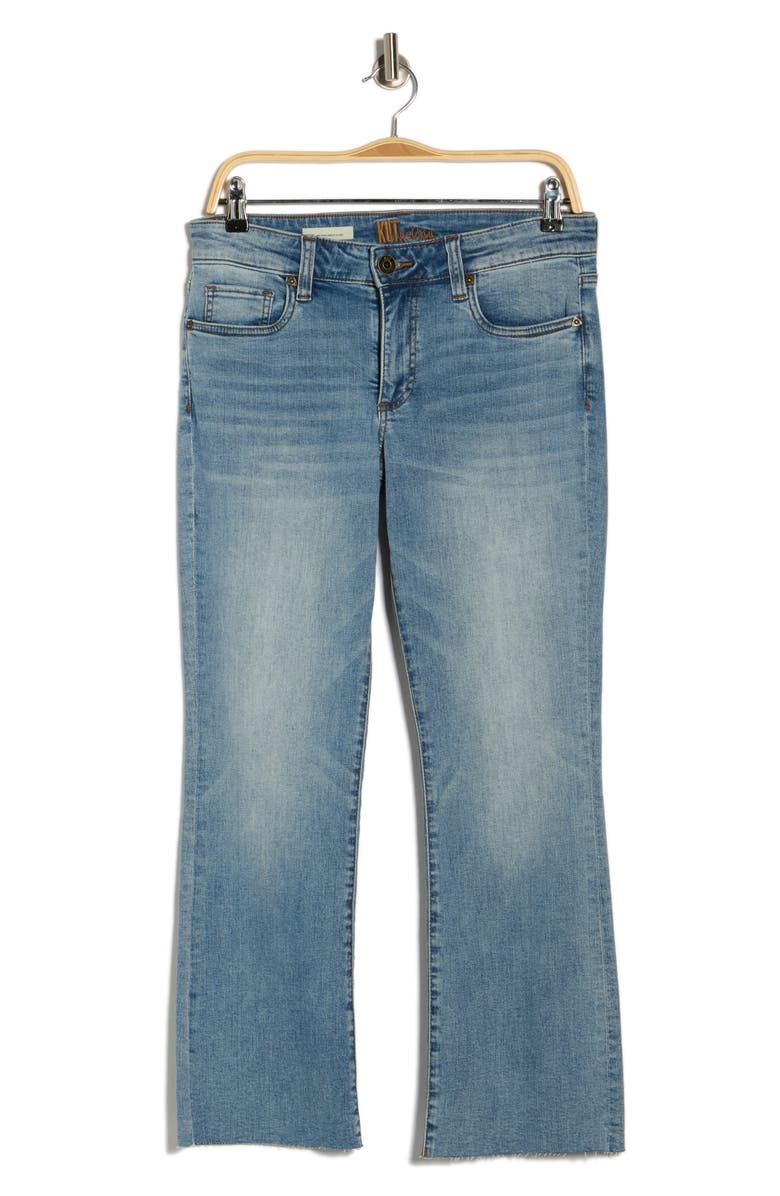 KUT from the Kloth Nikki Raw Hem Mid Rise Ankle Flare Jeans, Alternate, color, Blue Daze
