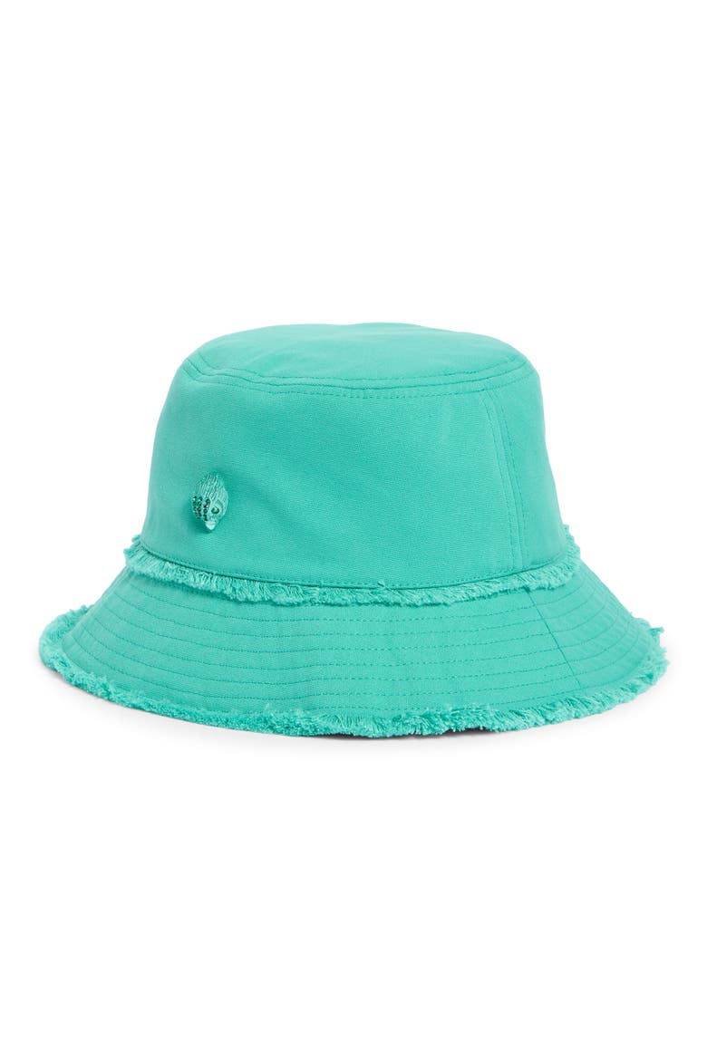 Frayed Edge Cotton Bucket Hat, Main, color, MINT LEAF