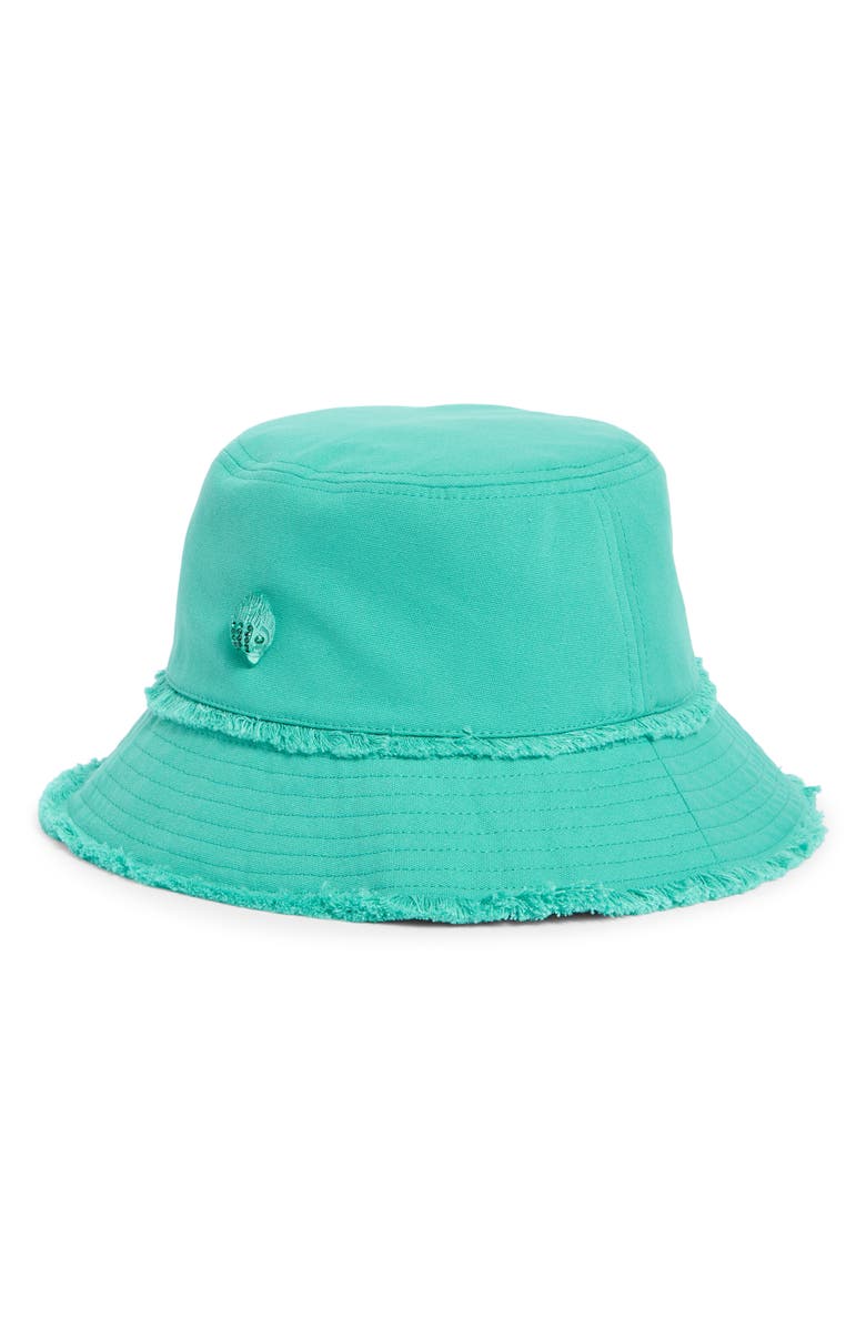 Kurt Geiger London Frayed Edge Cotton Bucket Hat, Main, color, Mint Leaf