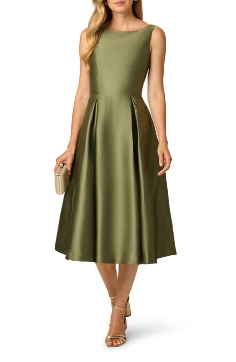 Sleeveless Mikado Fit & Flare Midi Dress