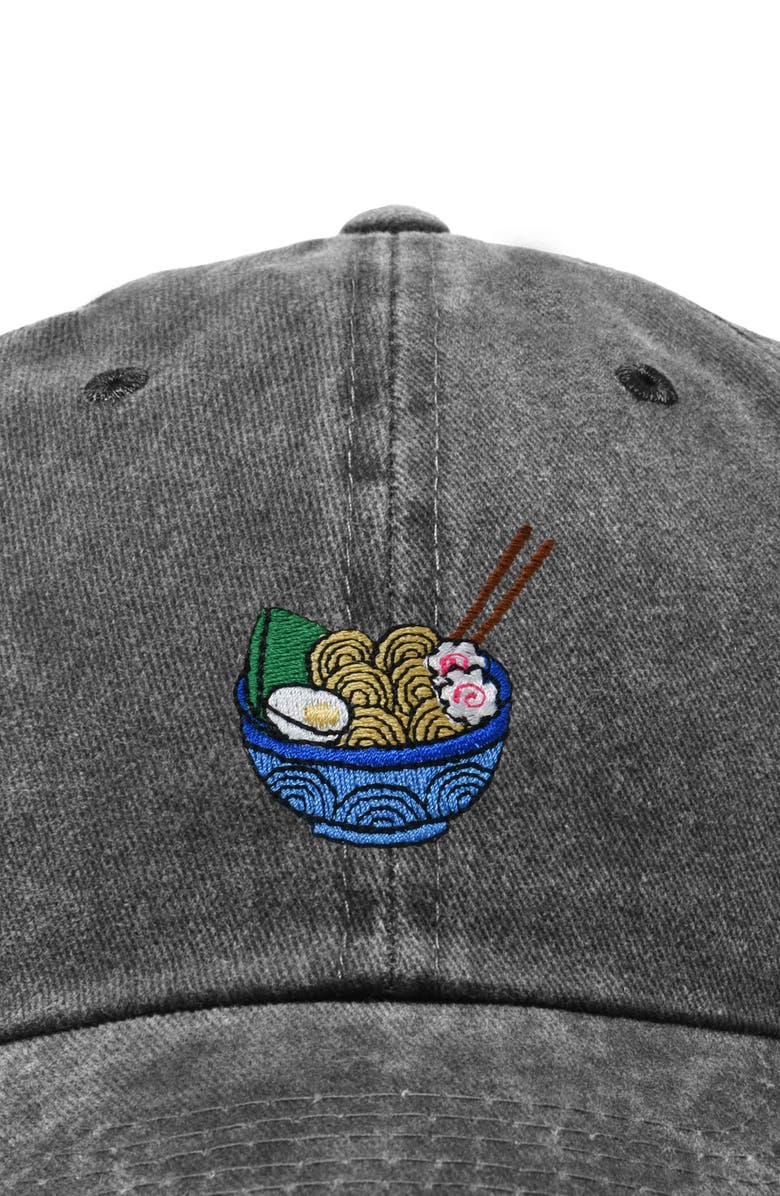 Dalix Noodles Embroidered Casual Cap, Alternate, color, Washed Black