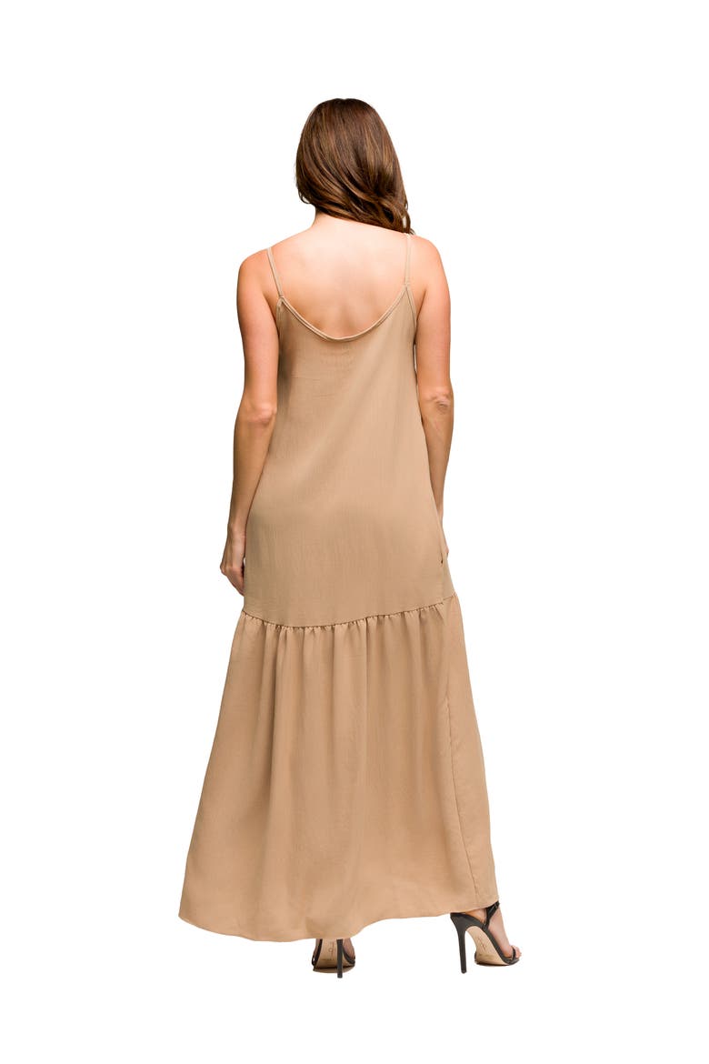 Maternity Lightweight Spaghetti Strap Pocket Maxi Dress, Alternate, color, Nude
