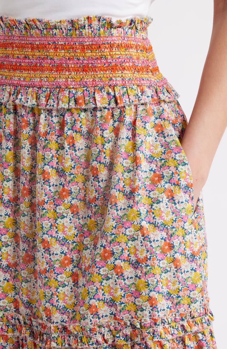 LOVE THE LABEL Raquel Floral Tiered Cotton Maxi Skirt, Alternate, color, 