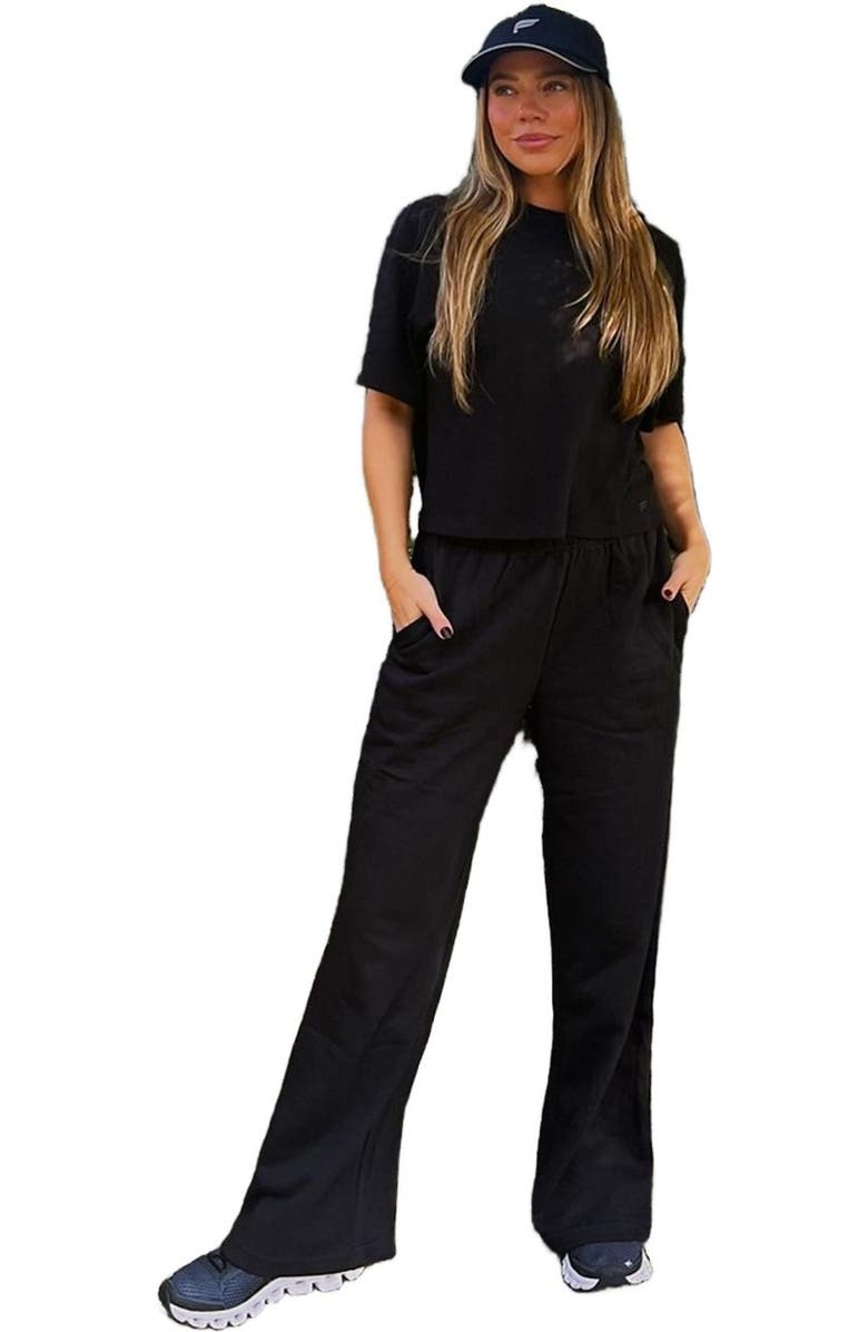 Fabletics Women's Year Round Terry Wide Leg Sweatpant, Alternate, color, Black