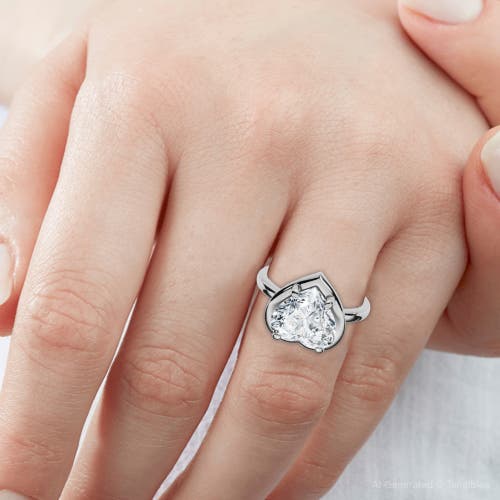 Bliss Diamond Certified 2 1/2ct Heart Diamond Button Engagement Ring 14k Gold Or Pt Lab Grown In Silver