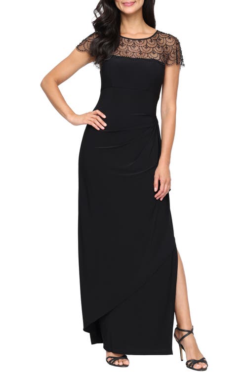 Alex Evenings Embellished Jersey Evening Gown In Black
