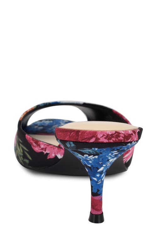 Nine West Lill Kitten Heel Pump In Black Blooms Floral Multi
