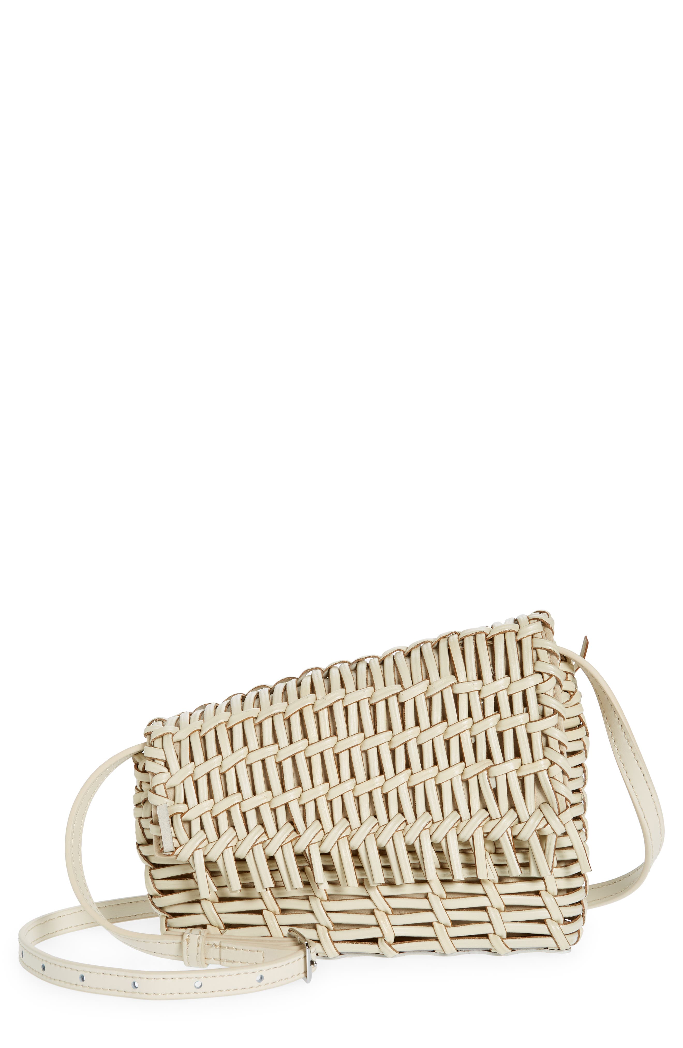 STAUD Acute Woven Leather Crossbody Bag, Main, color, 