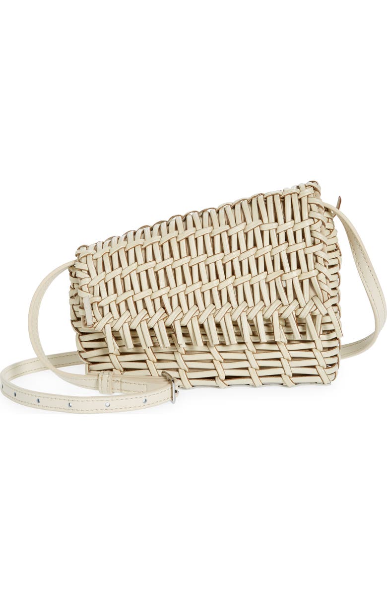 STAUD Acute Woven Leather Crossbody Bag, Main, color,