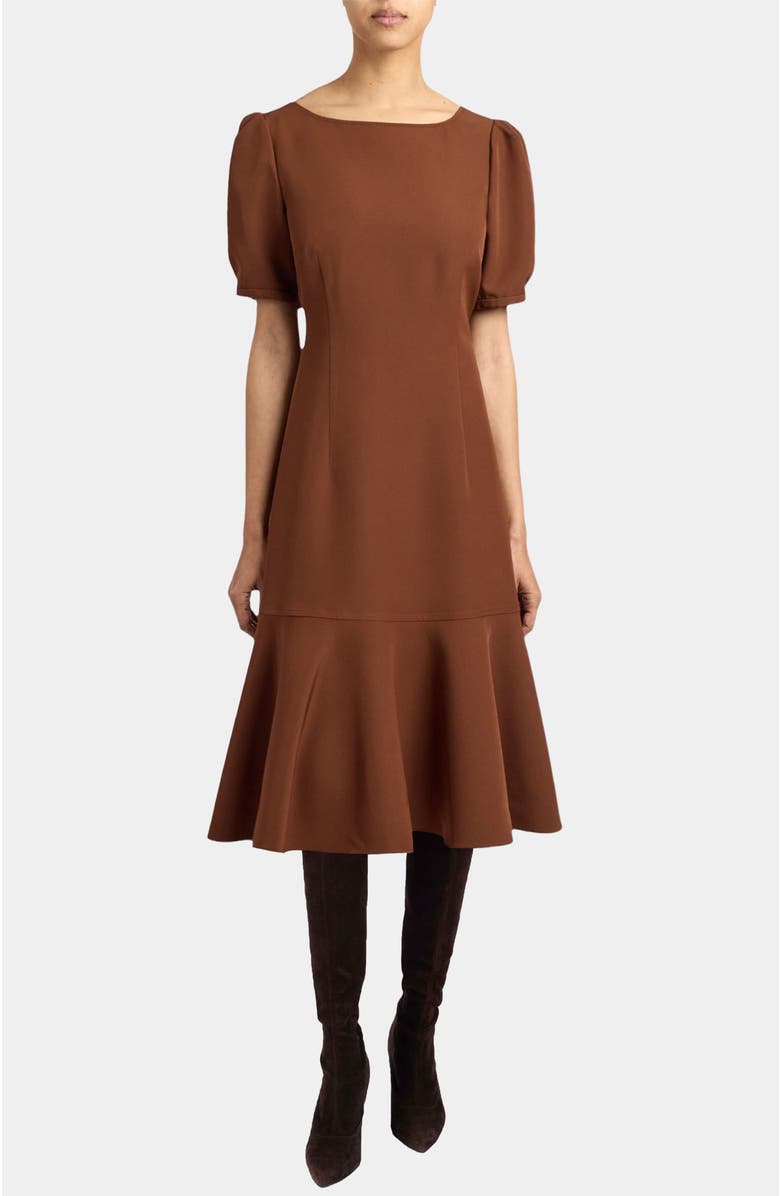 Santorelli Dasia Sheath Dress with Short Puff Sleeves in Soft Stretch Crepe, Main, color,