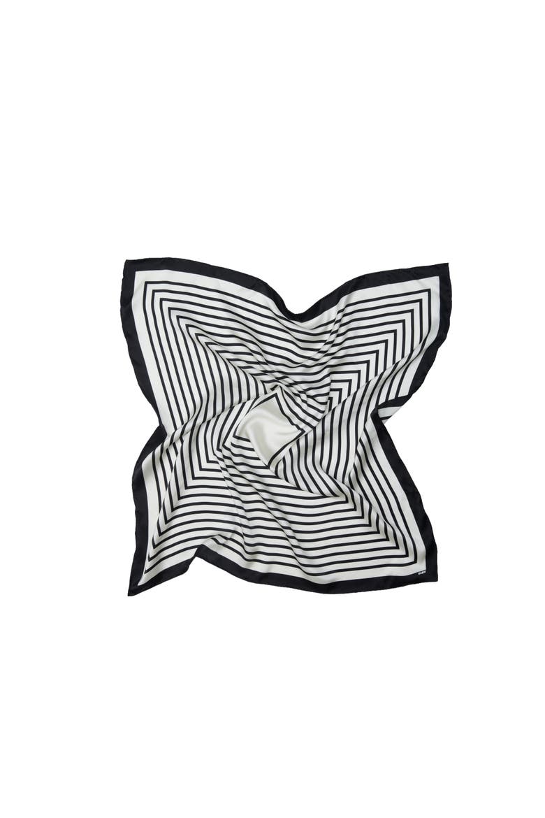 Stripe Mood Silk Bandana Scarf 26, Alternate, color, Balck and White