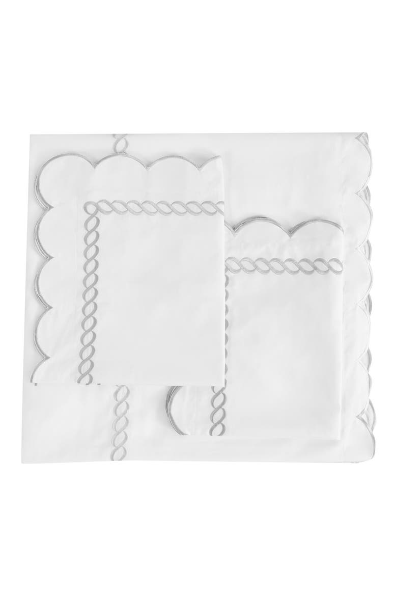 Scallop Rope Duvet & Sham Set, Main, color, WHITE/ GREY