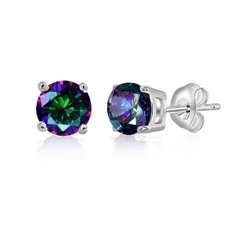 Sterling Silver Mystic Topaz Round Studs