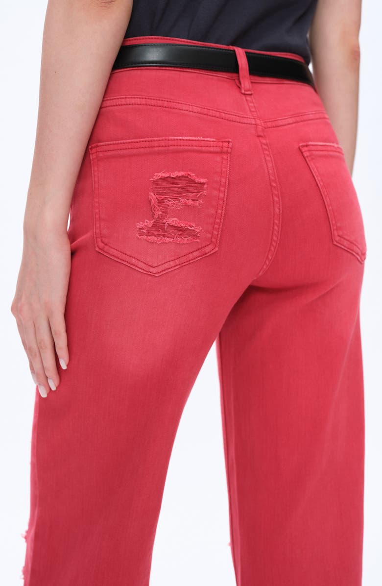 Bayeas Ally High Waist Distressed Straight Leg Jeans, Alternate, color, Red