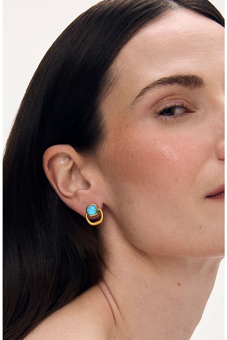 Monterey Knocker Stud Earrings, Alternate, color, IRIDESCENT TURQ/ GOLD
