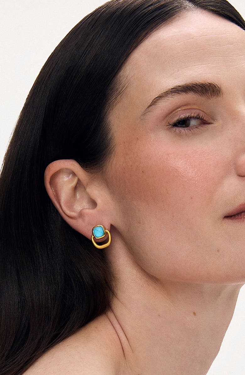 Dean Davidson Monterey Knocker Stud Earrings, Alternate, color, Iridescent Turq/ Gold