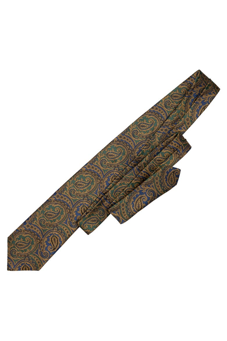 San Carlo - Extra Long Silk Jacquard Tie for Men, Alternate, color, Emerald and Sapphire