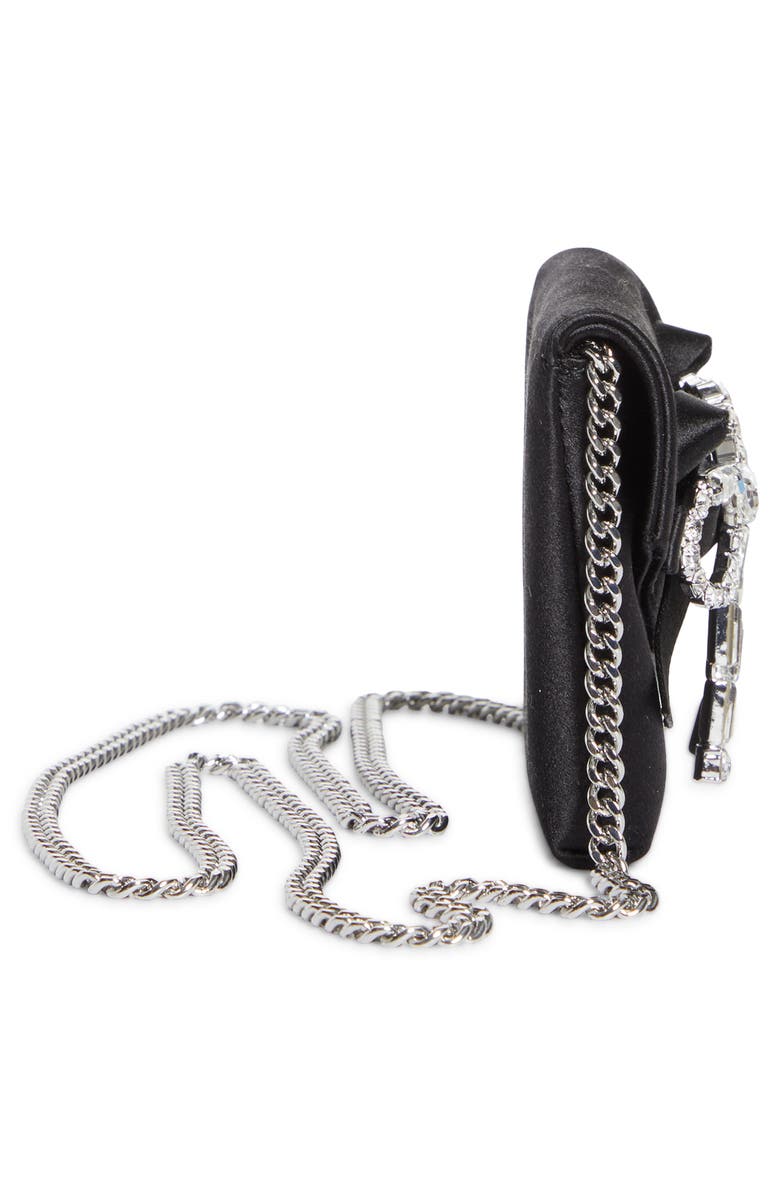 Jimmy Choo Soft Card Holder with Chain, Alternate, color, Black/ Silver