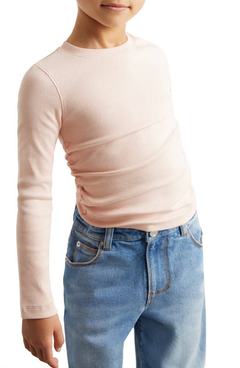 Reiss Kids' Trina Ruched Rib Sweater, Alternate, color, Pale Pink