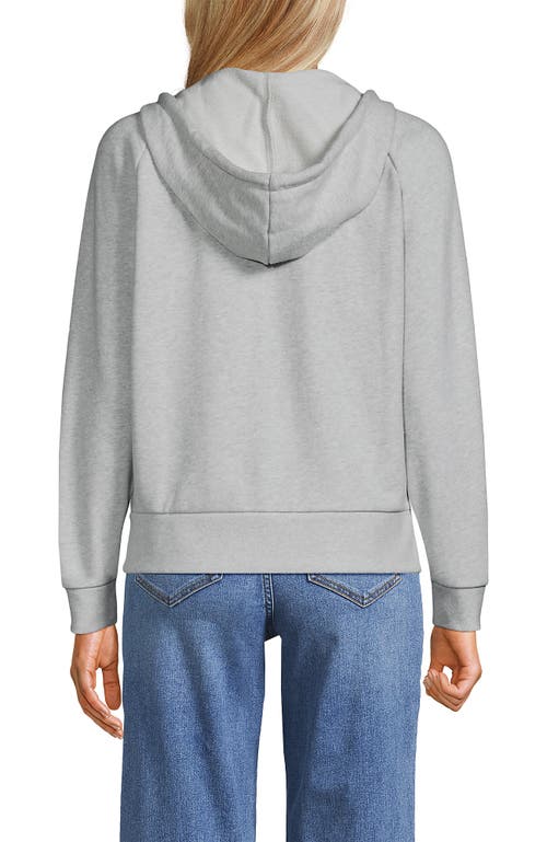 Lands' End Serious Sweats Relaxed Long Sleeve Full Zip Hoodie Sweatshirt In Soft Light Gray Heather