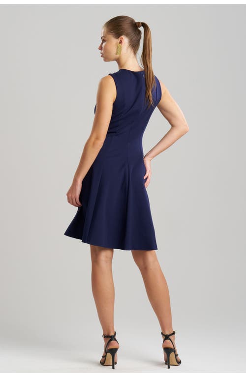 Natori Compact Knit Fit And Flare Dress In Midnight Navy