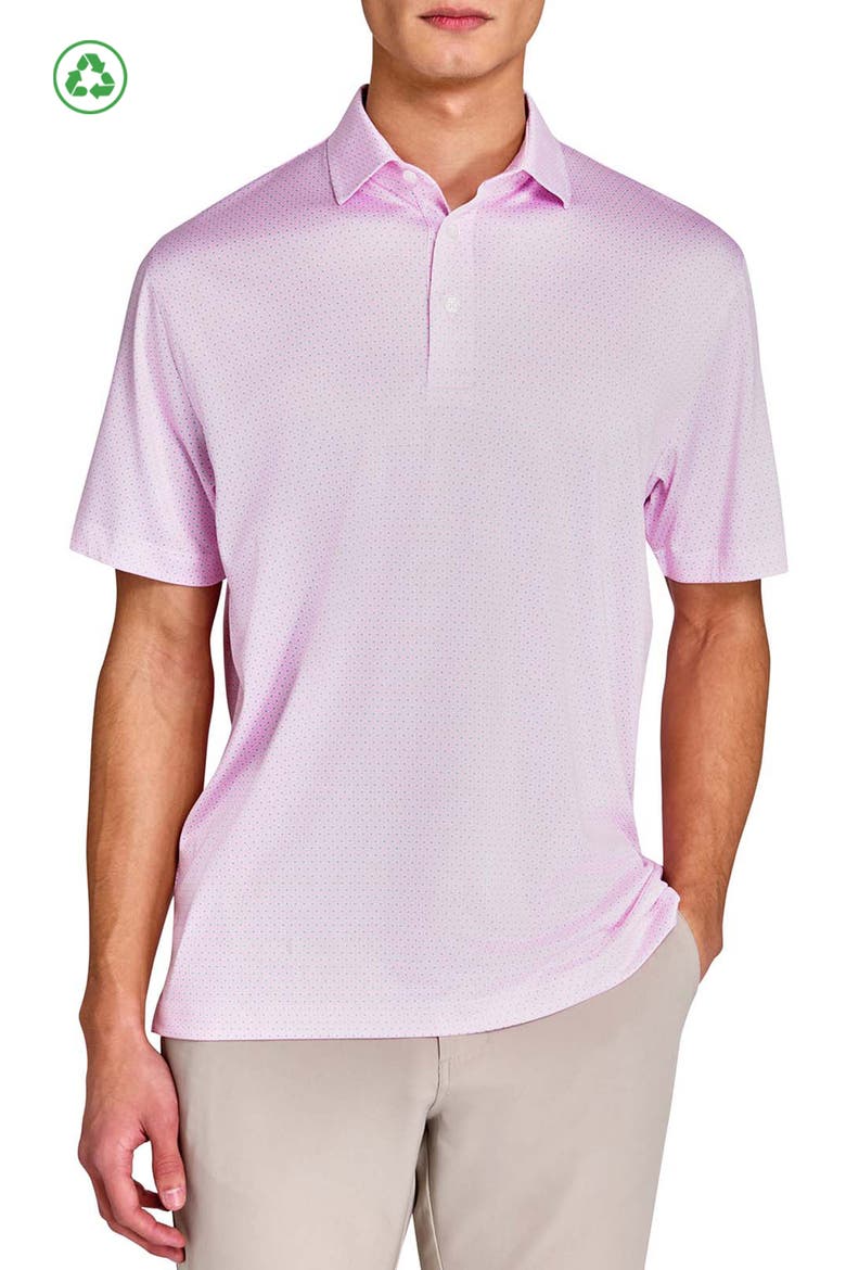 Regular Fit Flower Chain Recycled Performance Golf Polo, Main, color, BLUE/PINK