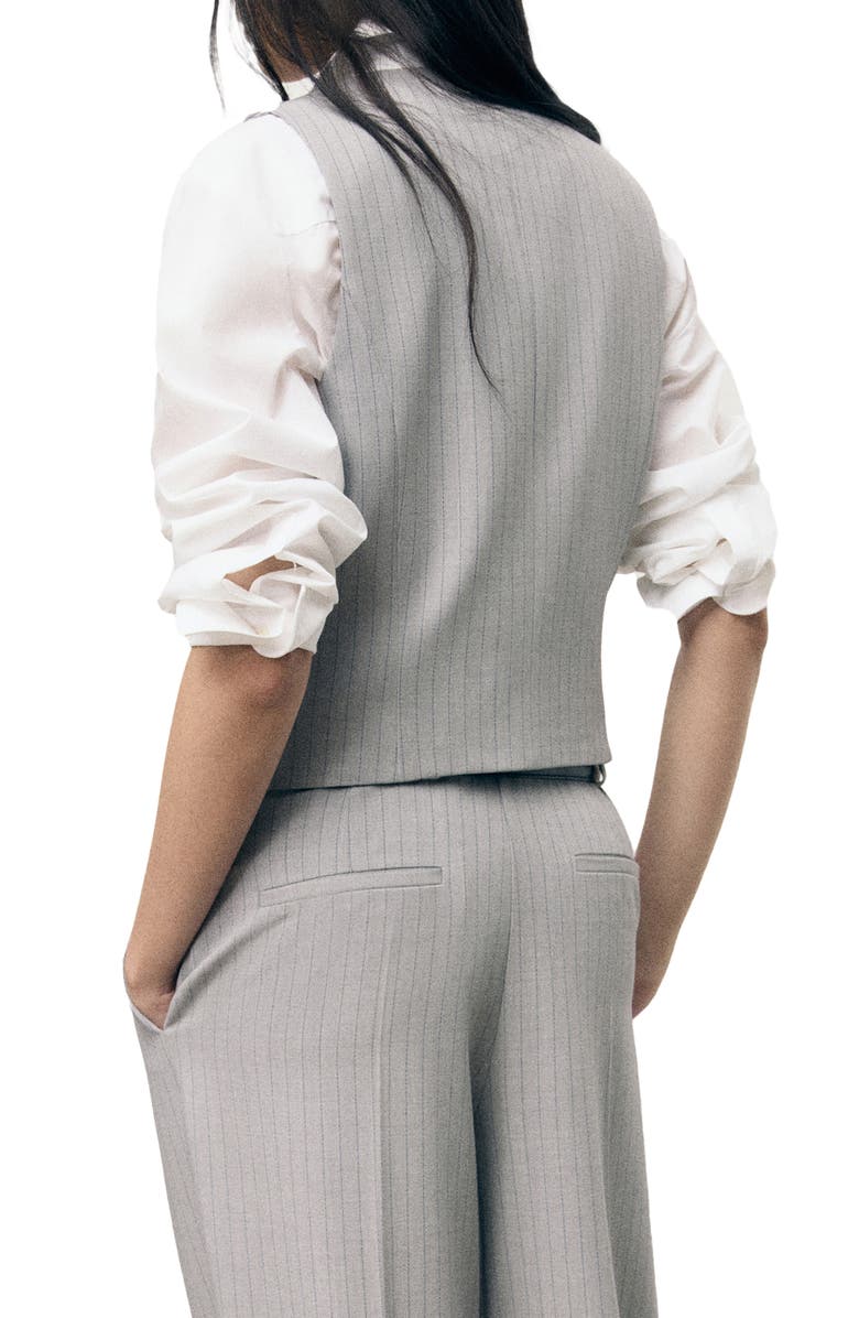 MANGO Pinstripe Suit Waistcoat, Alternate, color, Grey