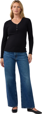 Ingrid & Isabel Long Sleeve Rib Maternity Nursing Henley