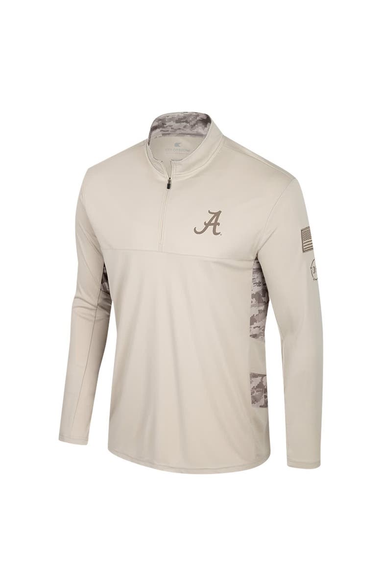 COLOSSEUM Men's Colosseum Natural Alabama Crimson Tide OHT Military Appreciation Quarter-Zip Jacket, Alternate, color, Natural
