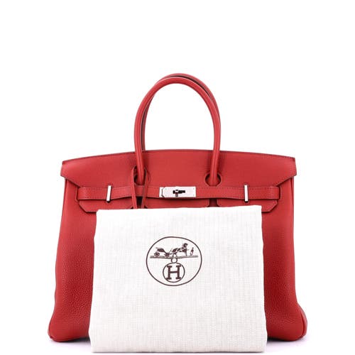 Pre-owned Hermes Hermes Birkin Handbag Red Togo With Palladium Hardware 35 In Red