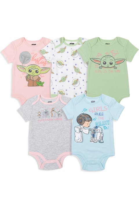 The Mandalorian Grogu Girls' 5-Pack Short Sleeve Bodysuits