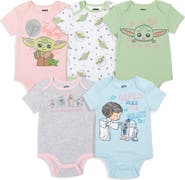 Star Wars The Mandalorian Grogu Girls' 5-Pack Short Sleeve Bodysuits