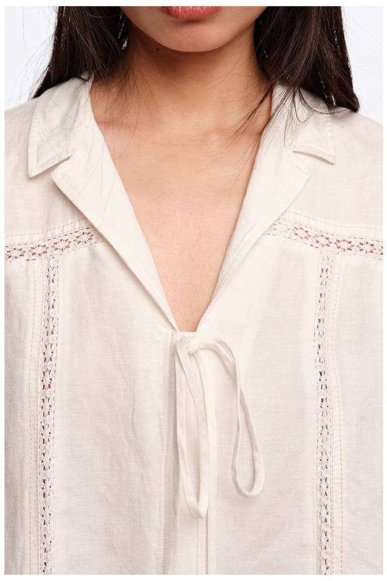 Linen-Blend Lace Trim Shirt, Main, color, WHITE