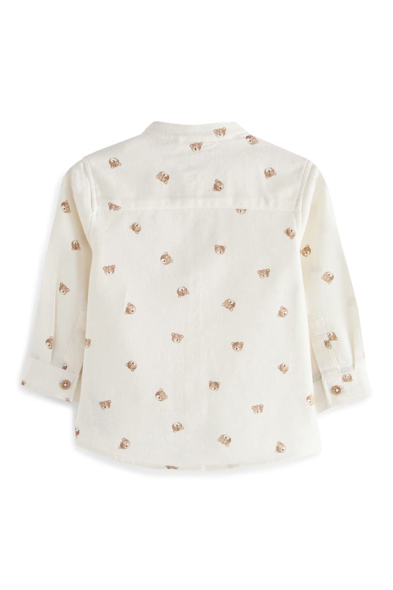 Kids' Bear Print Cotton Button-Up Shirt, Alternate, color, WHITE