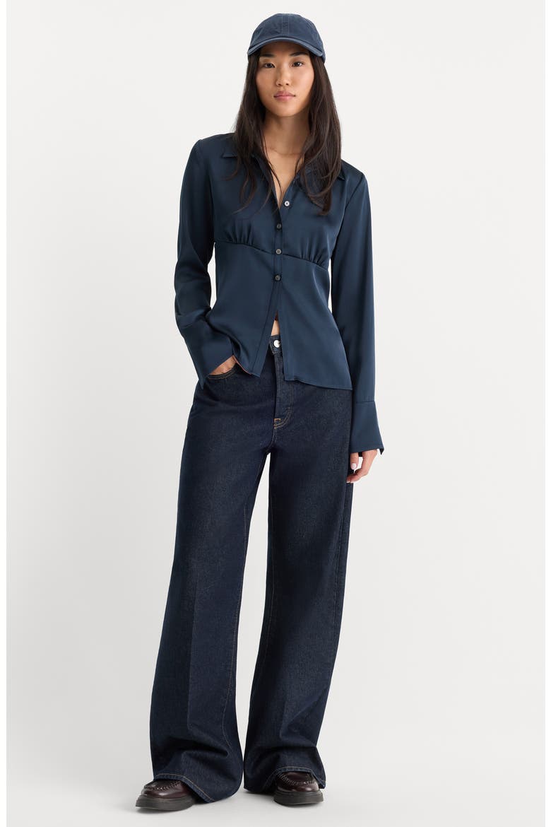 The Satin Femme Shirt, Alternate, color, NEW NAVY002