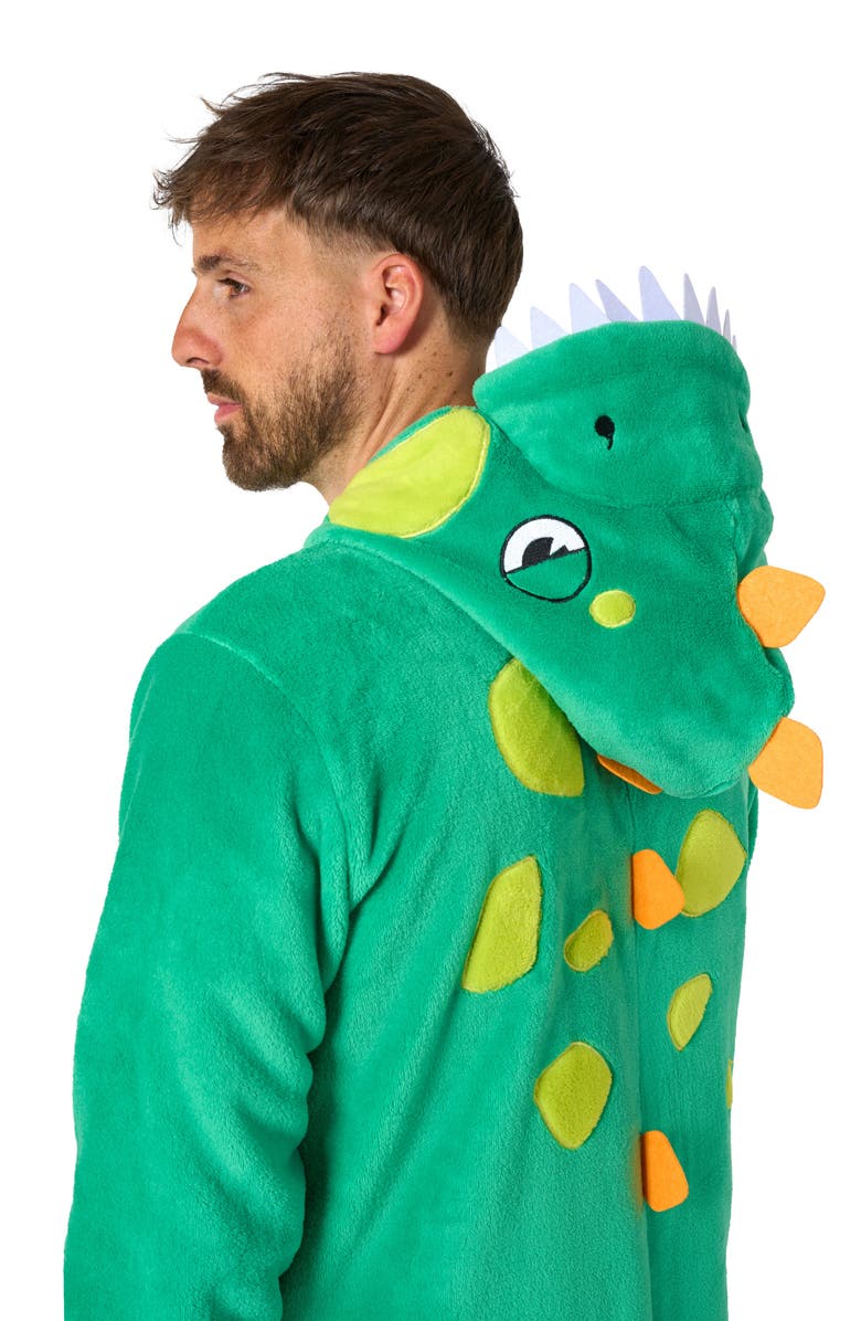 OppoSuits Dinosaur Hooded Fleece Costume Jumpsuit, Alternate, color, Green
