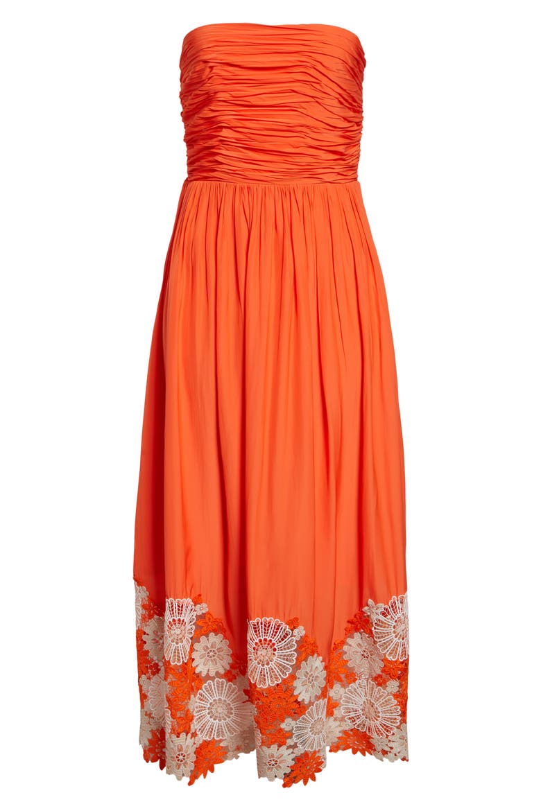 Milani Strapless Lace Detail Dress, Alternate, color, SUNSET ORANGE